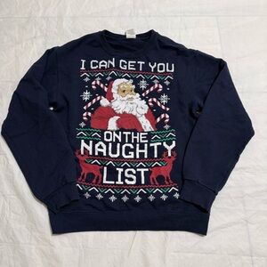 Jerzees Navy Naughty List Christmas Sweater